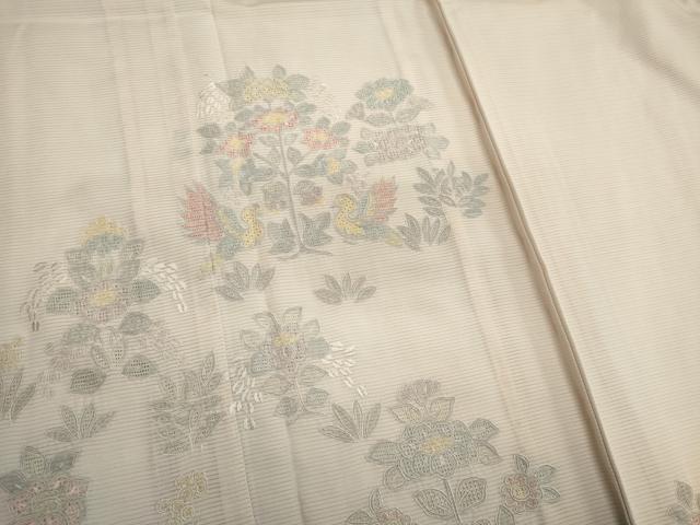 平和屋着物*夏物 中国三大刺繍 スワトウ刺繍 総刺繍 訪問着 絽 花鳥文 反端付き 正絹 逸品 CABI6465ou