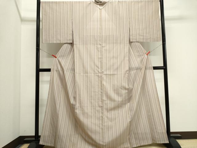 平和屋着物*夏物 お召 紗 縞 正絹 逸品 CABI6466ou