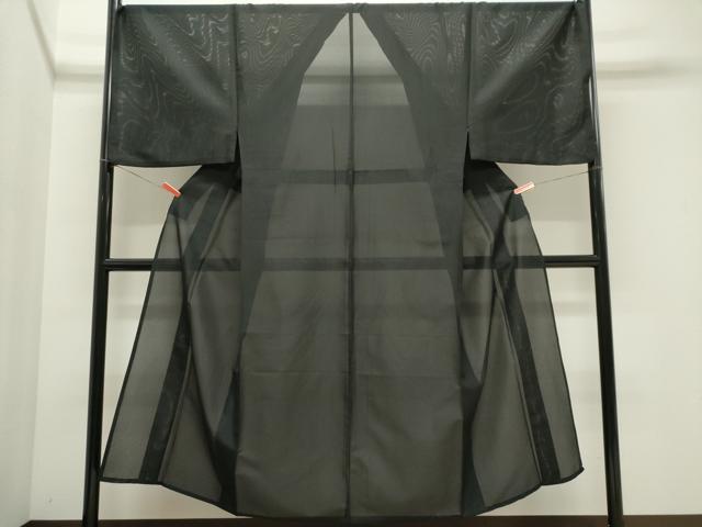 平和屋着物*夏物 男性 色無地 絽 黒色 黒地 洗える着物 CABI6473ou