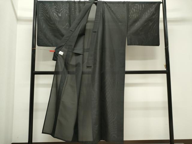 平和屋着物*夏物 男性 色無地 絽 黒色 黒地 洗える着物 CABI6473ou