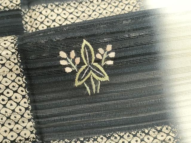 平和屋着物*夏物 訪問着 変わり絽 刺繍 市松草花文 正絹 逸品 CABI6486ou