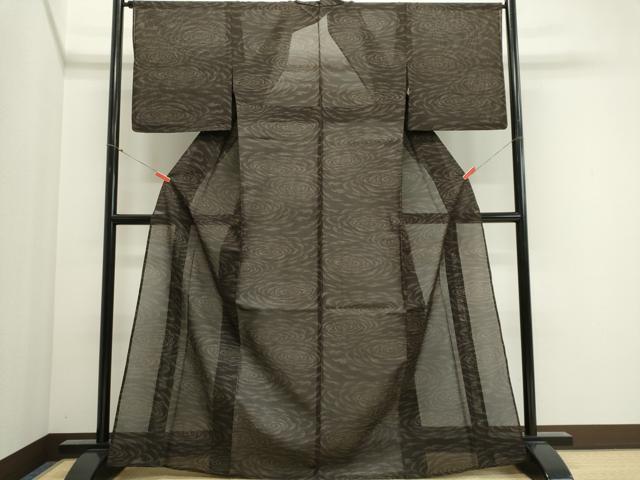 平和屋着物*夏物 紬 越後 夏大島 紗 流水文 銀糸 証紙付き 正絹 逸品 CABI6487ou