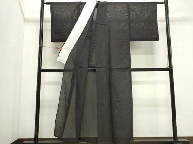 平和屋着物*夏物 色無地 草花紋紗 黒色 正絹 逸品 CABI6492ou