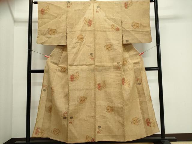 平和屋着物*夏物 本場小千谷ちぢみ 花唐草文 麻 逸品 CABI6502ou