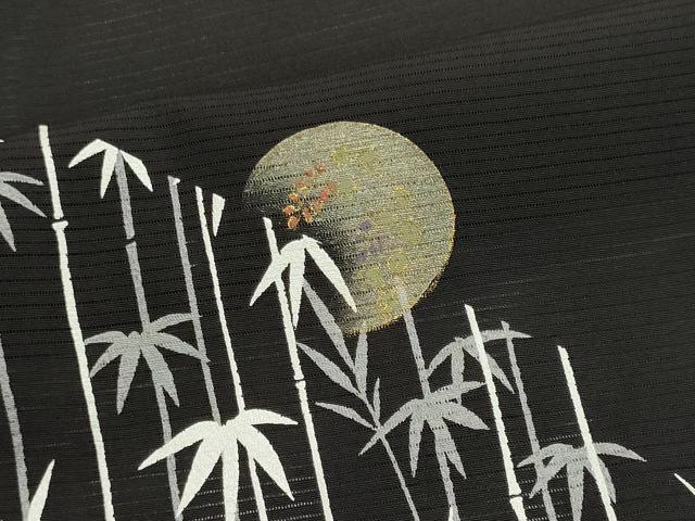 平和屋着物*夏物 訪問着 絽 笹竹花丸文 黒地 金銀彩 正絹 逸品 未使用 CABI6510ou