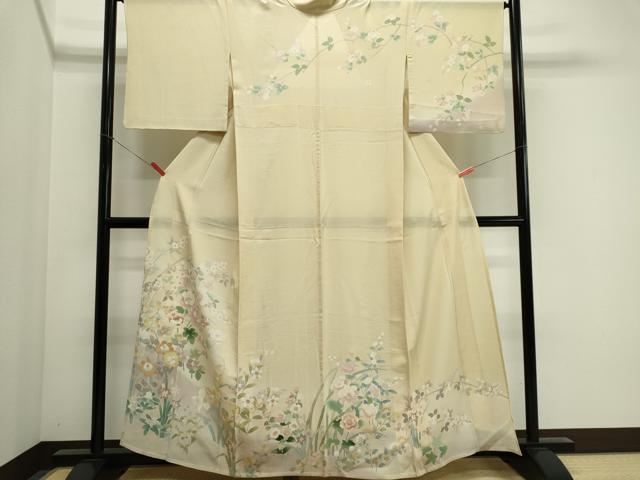 平和屋着物*夏物 高級染元 粋峰 林芳夫 京加賀友禅 訪問着 絽 草花文 暈し染め 正絹 逸品 CABI6514ou