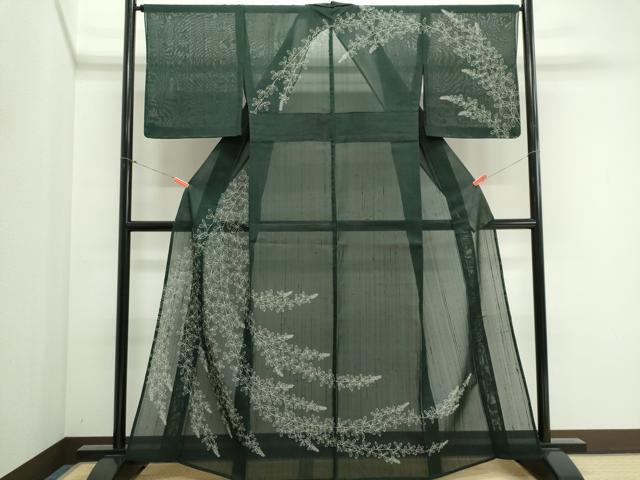 平和屋着物*夏物 訪問着 紗紬 生紬 紗 枝葉文 正絹 逸品 未使用 CABI6515ou