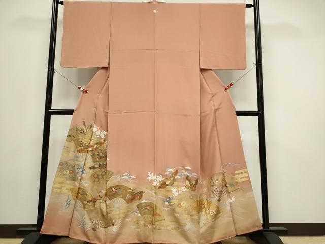 平和屋着物■豪華色留袖 駒刺繍 扇面飛鶴風景文 暈し染め 金彩 正絹 逸品 CABI6538ou
