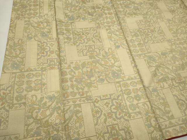 平和屋着物■本場大島紬 白大島 色紙重ね草花文 正絹 逸品 CABI6539ou