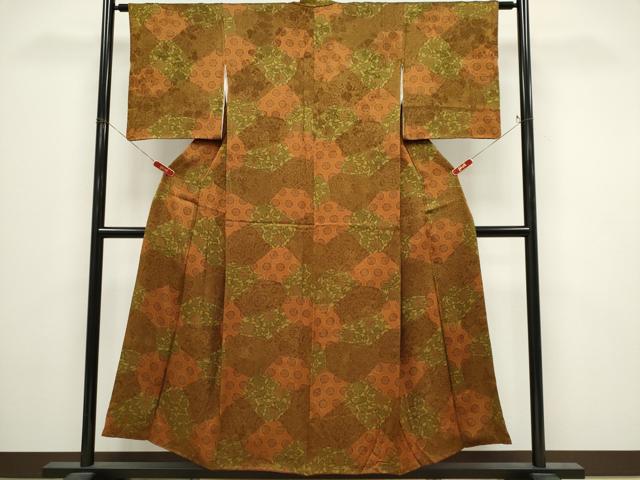 平和屋着物■上質な小紋 切嵌草花文 正絹 逸品 CABI6548ou