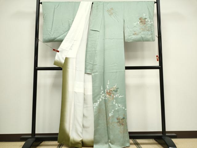 平和屋着物■訪問着 流水草花文 金彩 正絹 逸品 CABI6551ou