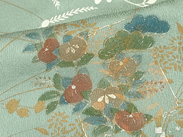 平和屋着物■訪問着 流水草花文 金彩 正絹 逸品 CABI6551ou