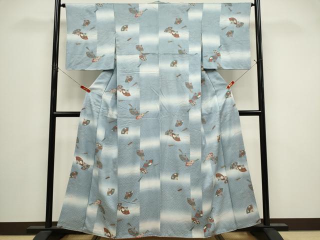 平和屋着物■上質な小紋 扇面吉祥花文 暈し染め 正絹 逸品 CABI6555ou