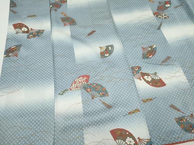 平和屋着物■上質な小紋 扇面吉祥花文 暈し染め 正絹 逸品 CABI6555ou