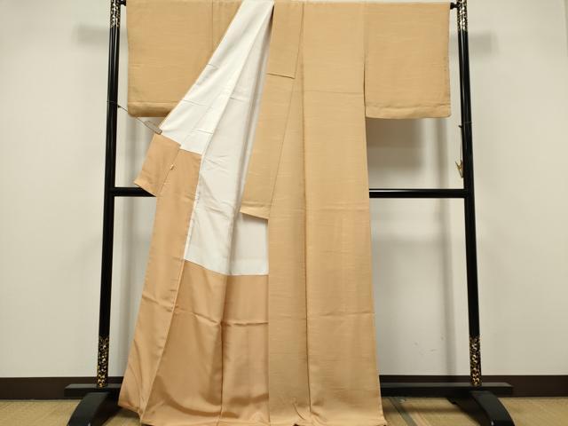 平和屋着物■上質な色無地 芝草地紋 香色 小田急百貨店扱い 正絹 逸品 CABI6562ou