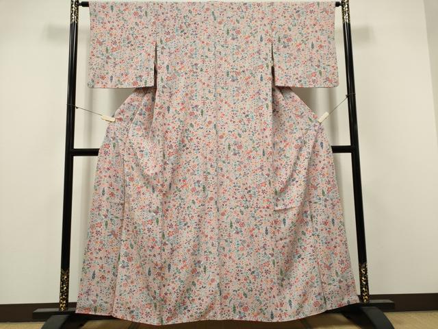 平和屋着物■上質な小紋 更紗草花文 正絹 逸品 CABI6563ou