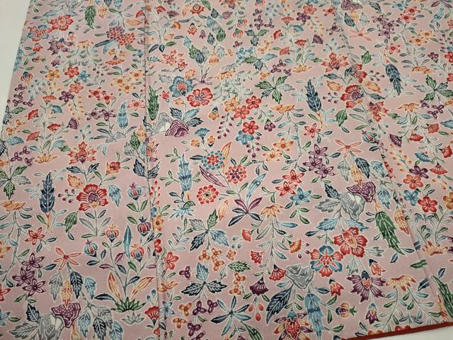 平和屋着物■上質な小紋 更紗草花文 正絹 逸品 CABI6563ou