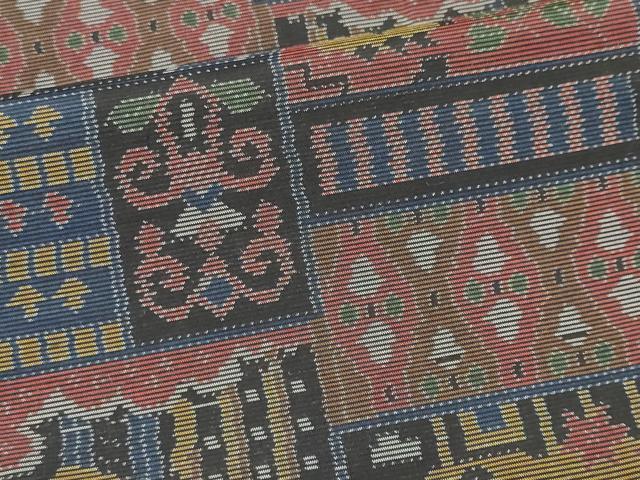 平和屋着物■本場大島紬 幾何学文 正絹 逸品 CABI6567ou