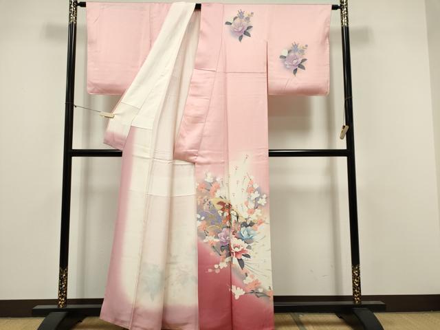 平和屋着物■訪問着 孔雀花文 暈し染め 金銀彩 正絹 逸品 CABI6577ou