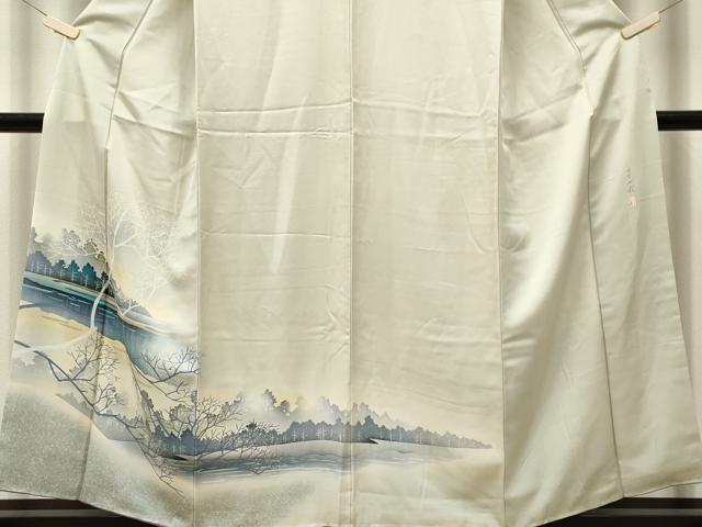平和屋着物■訪問着 作家物 風景文 暈し染め 正絹 逸品 CABI6587ou