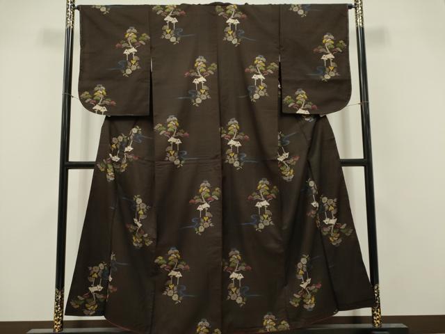 平和屋着物■本場大島紬 7マルキ 流水風景文 正絹 逸品 CABI6591ou