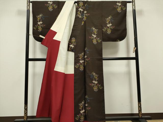 平和屋着物■本場大島紬 7マルキ 流水風景文 正絹 逸品 CABI6591ou