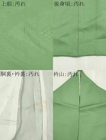 平和屋着物■豪華色留袖 刺繍 菱花文 若緑色 正絹 逸品 CABI6597ou