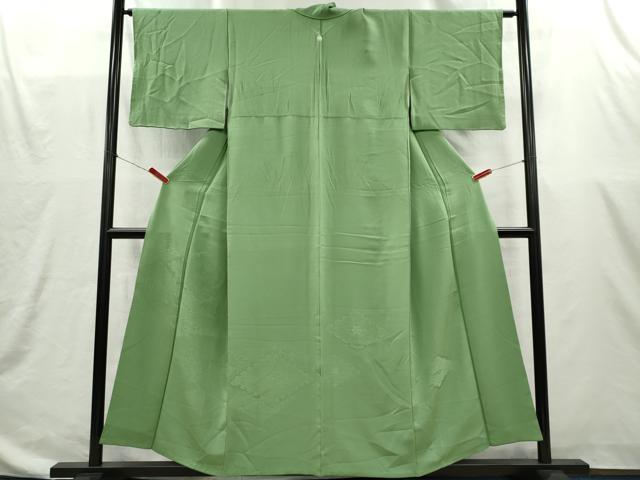 平和屋着物■豪華色留袖 刺繍 菱花文 若緑色 正絹 逸品 CABI6597ou