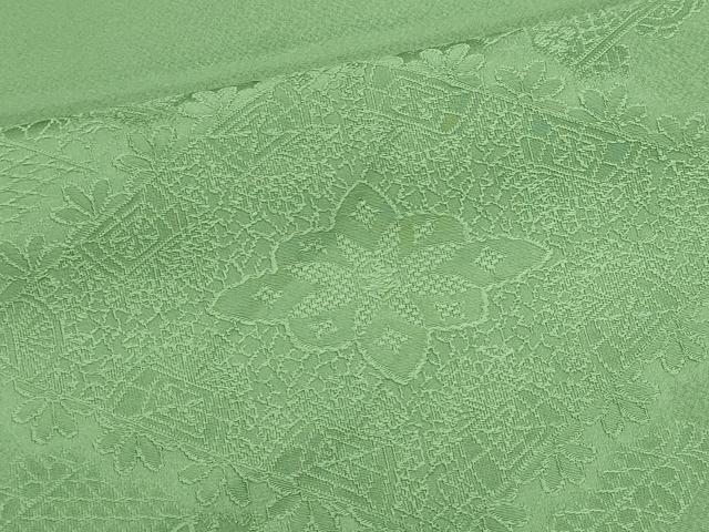 平和屋着物■豪華色留袖 刺繍 菱花文 若緑色 正絹 逸品 CABI6597ou