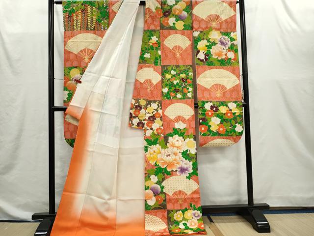 平和屋着物■豪華振袖 駒刺繍 扇面吉祥草花文 金彩 正絹 逸品 CABI6613ou