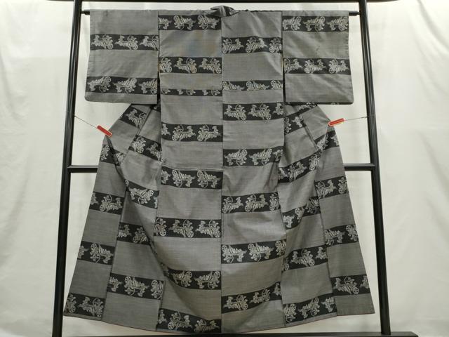 平和屋着物■本場大島紬 9マルキ 横段狩猟文 正絹 逸品 CABI6621ou