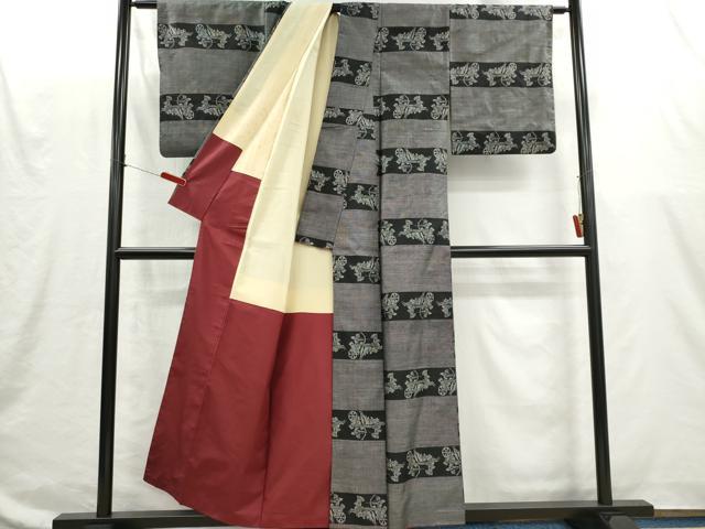 平和屋着物■本場大島紬 9マルキ 横段狩猟文 正絹 逸品 CABI6621ou