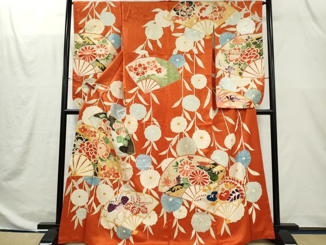 平和屋着物■豪華振袖 駒刺繍 扇面花文 金銀彩 正絹 逸品 CABI6634ou