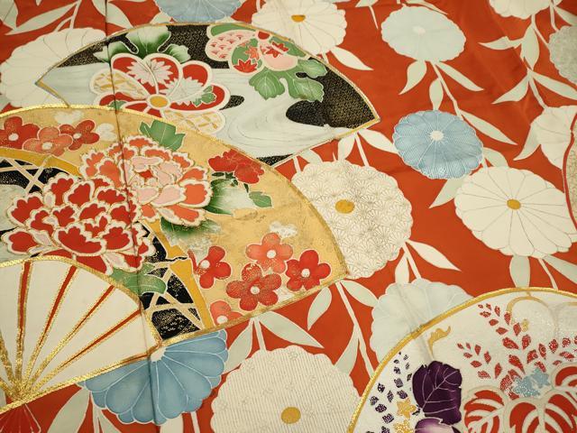 平和屋着物■豪華振袖 駒刺繍 扇面花文 金銀彩 正絹 逸品 CABI6634ou