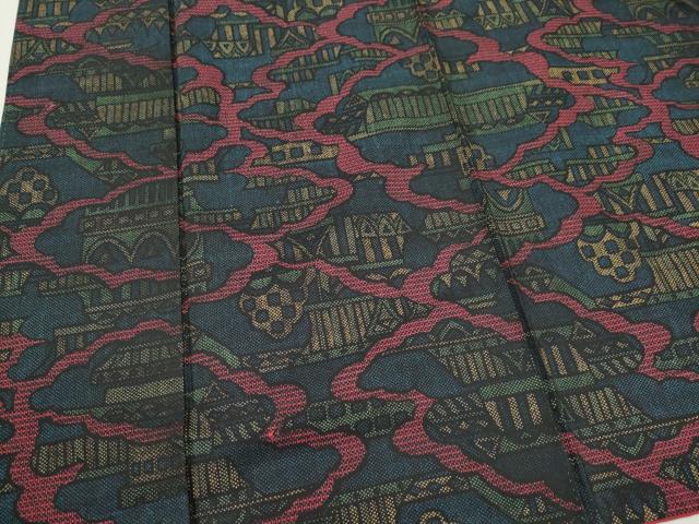 平和屋着物■本場大島紬 風景文 正絹 逸品 CABI6645ou