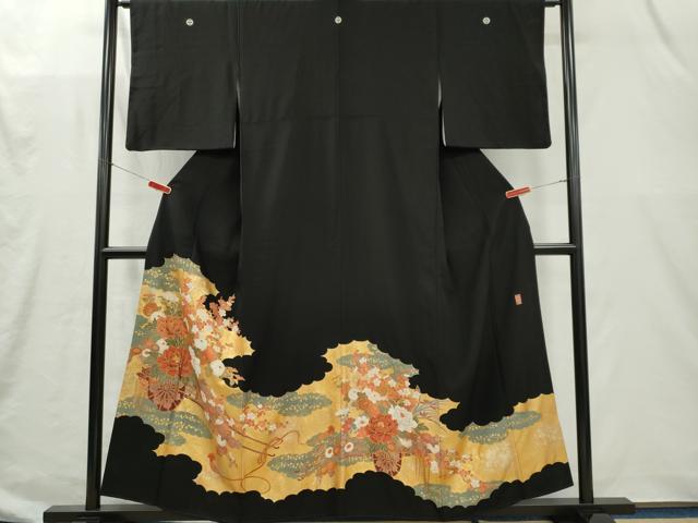 平和屋着物■豪華黒留袖 作家物 刺繍 花車文 金彩 正絹 逸品 CABI6652ou