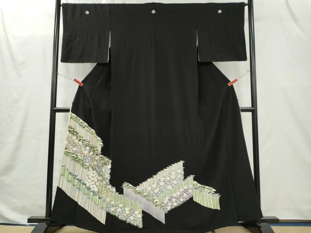 平和屋着物■豪華黒留袖 駒刺繍 松竹梅 正絹 逸品 CABI6654ou