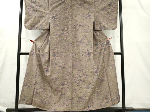 平和屋着物■上質な紬 草花風景文 正絹 逸品 CABI6659ou