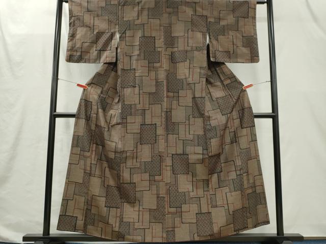 平和屋着物■上質な紬 幾何学文 正絹 逸品 CABI6663ou