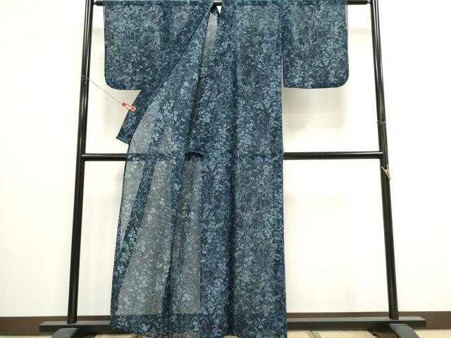 平和屋着物*夏物 小紋 紗 草花文 ウール CABI6666ou