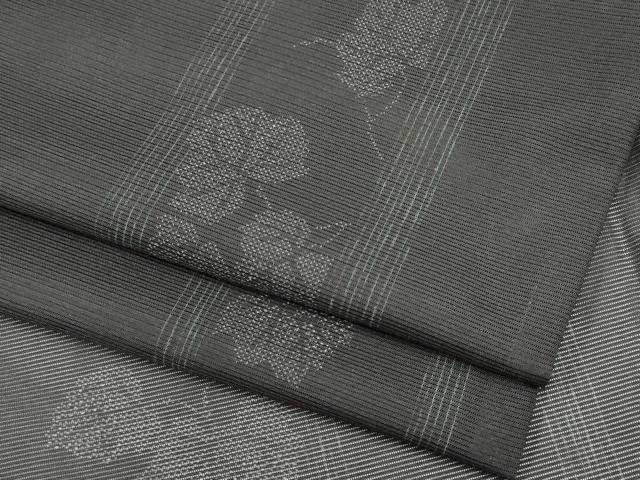 平和屋着物*夏物 小紋 絽 蔦の葉間道 黒地 洗える着物 CABI6667ou