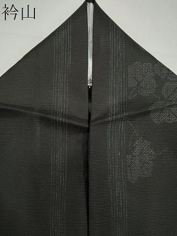 平和屋着物*夏物 小紋 絽 蔦の葉間道 黒地 洗える着物 CABI6667ou