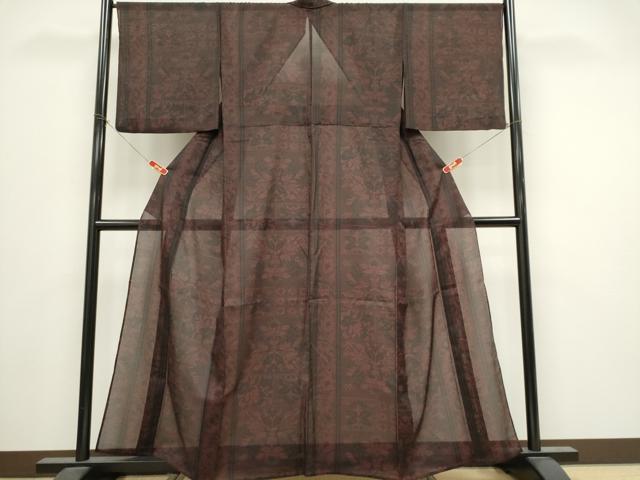 平和屋着物*夏物 小紋 紗 草花文 洗える着物 CABI6669ou