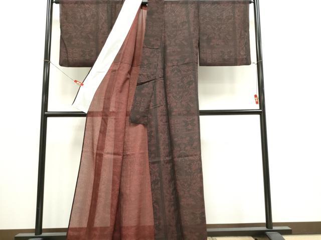 平和屋着物*夏物 小紋 紗 草花文 洗える着物 CABI6669ou