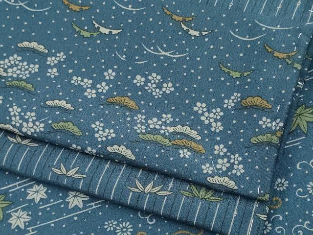 平和屋着物▽小紋 単衣 横段草花文 洗える着物 CABI6670ou