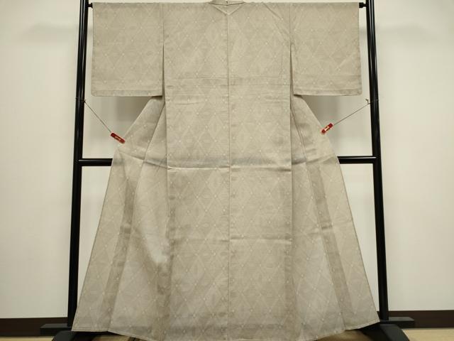 平和屋着物*夏物 小紋 紗 格子柄 洗える着物 未使用 CABI6671ou