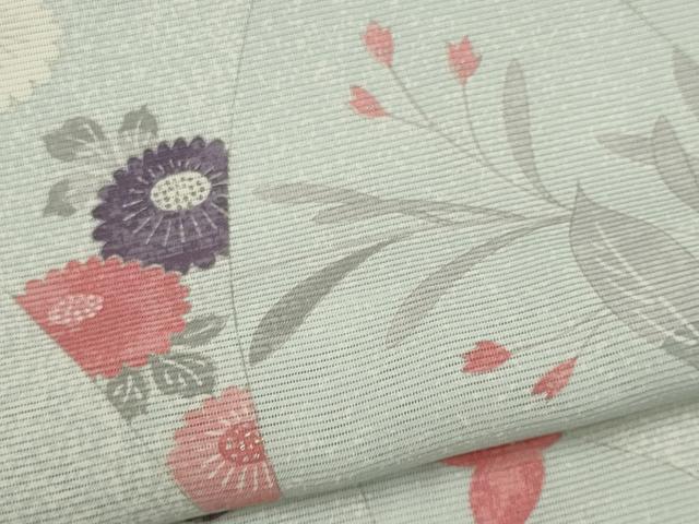 平和屋着物*夏物 小紋 絽 草花文 銀彩 正絹 逸品 CABI6676ou