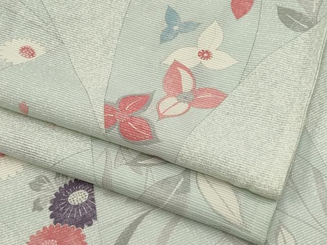 平和屋着物*夏物 小紋 絽 草花文 銀彩 正絹 逸品 CABI6676ou