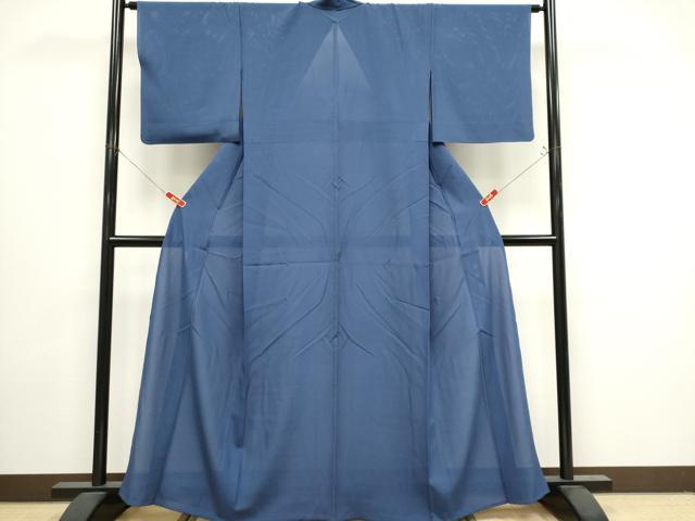 平和屋着物*夏物 色無地 絽 紺藍色 正絹 逸品 CABI6683ou
