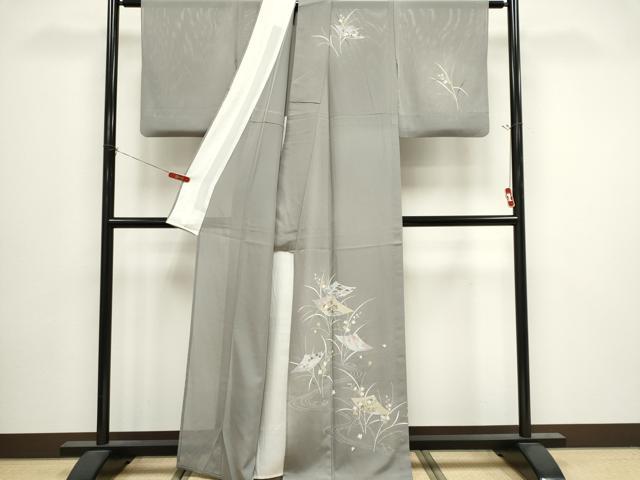 平和屋着物*夏物 訪問着 友禅 絽 流水色紙草花文 正絹 逸品 CABI6684ou